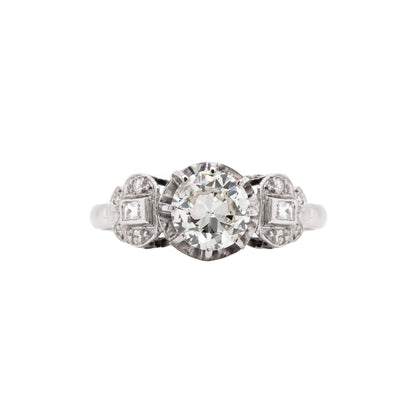 1930s 1.05ct Transitional Cut Diamond Platinum Engagement Ring