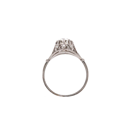 Art Deco Platinum and Diamond Ring With Exquisite Filigree Detailing