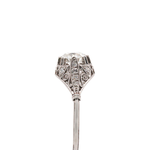Art Deco Platinum and Diamond Ring With Exquisite Filigree Detailing