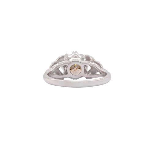 1.18ct Fancy Brown Round Brilliant Cut Diamond Platinum Engagement Ring