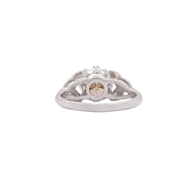 1.18ct Fancy Brown Round Brilliant Cut Diamond Platinum Engagement Ring