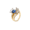 Diamond and 1.77ct Blue Sapphire Mid-Century Dress Ring in 18ct Yellow Gold