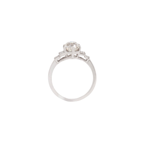 1.30ct Old Mine Cut Diamond and Platinum Engagement Ring