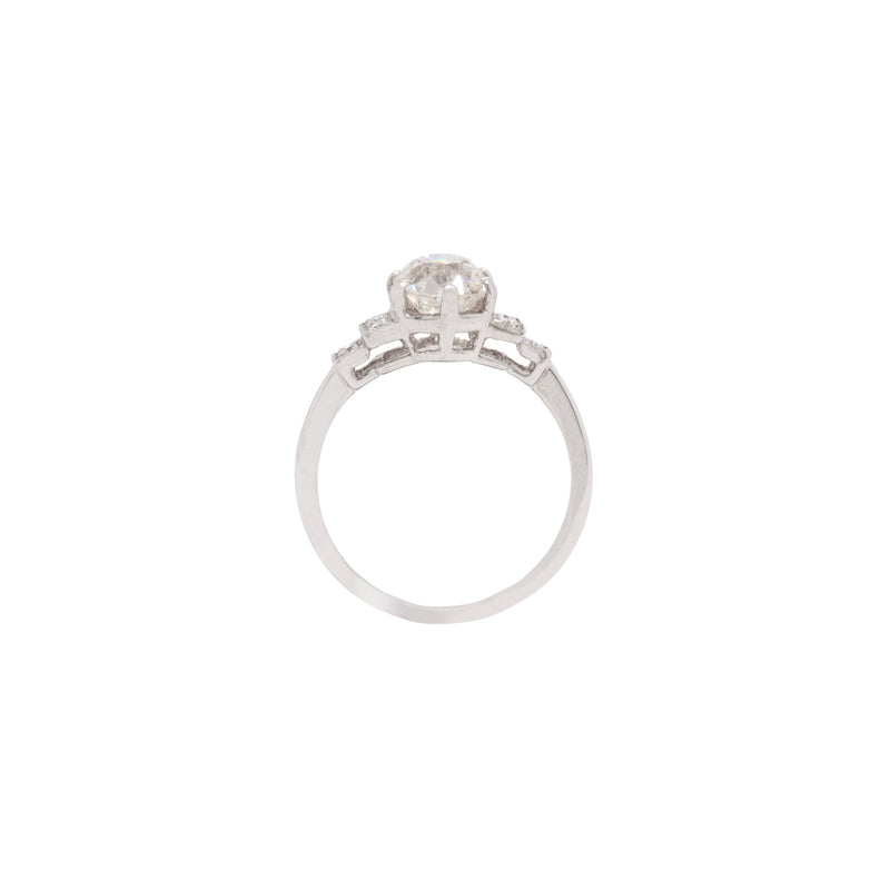 1.30ct Old Mine Cut Diamond and Platinum Engagement Ring