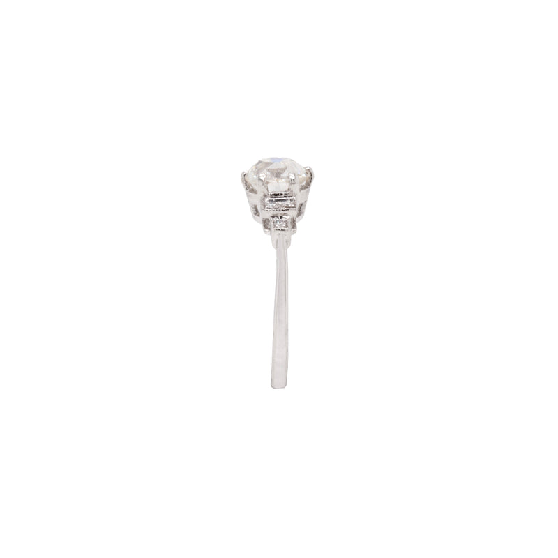 1.30ct Old Mine Cut Diamond and Platinum Engagement Ring