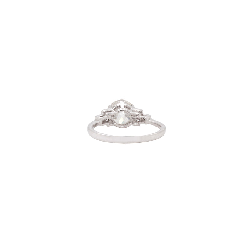 1.30ct Old Mine Cut Diamond and Platinum Engagement Ring