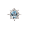 2.61ct Aquamarine and Diamond 18 Carat White Gold Cluster Engagement Ring