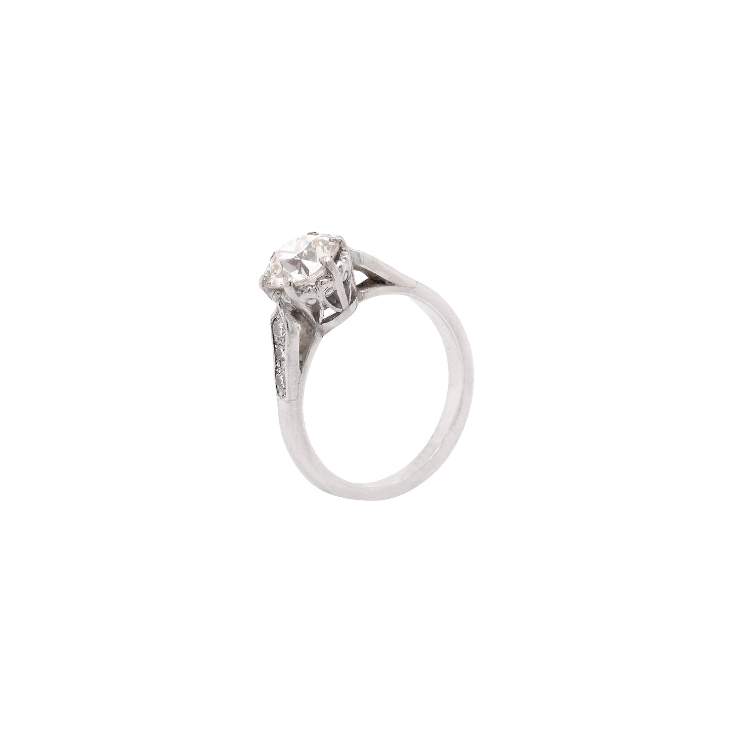 1.18ct Old Cut Diamond and Platinum Engagement Ring