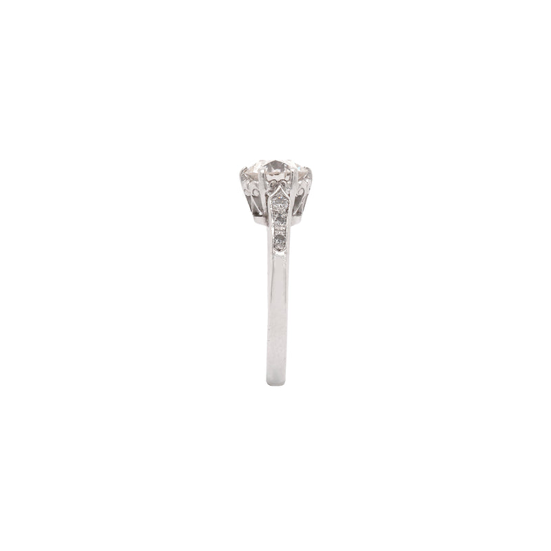 1.18ct Old Cut Diamond and Platinum Engagement Ring