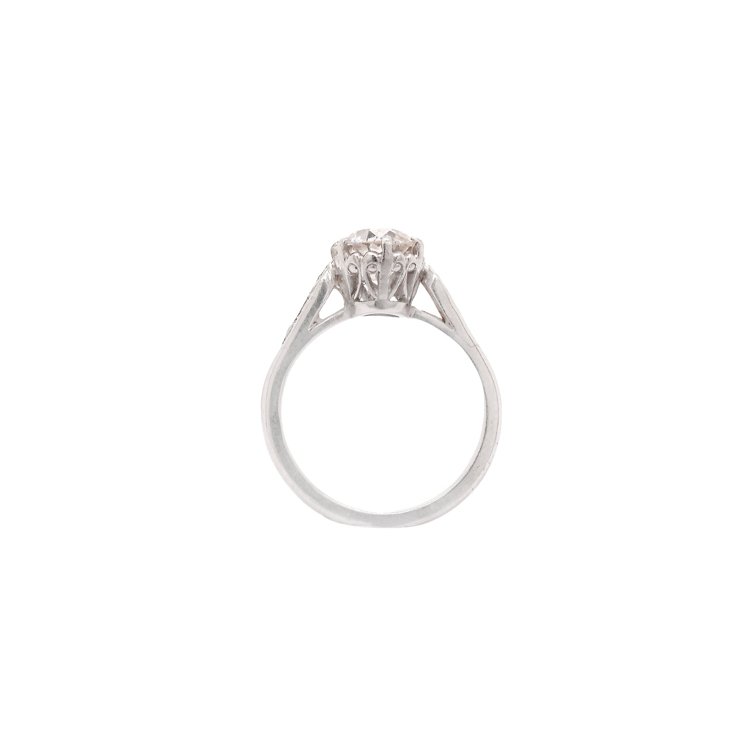 1.18ct Old Cut Diamond and Platinum Engagement Ring