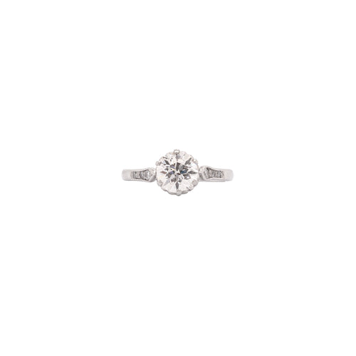 1.18ct Old Cut Diamond and Platinum Engagement Ring