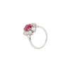 18ct White Gold Ruby and Old Cut Diamond Cluster Engagement Ring