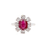 18ct White Gold Ruby and Old Cut Diamond Cluster Engagement Ring