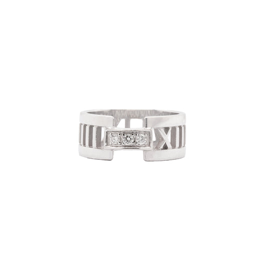 Tiffany & Co. Atlas Diamond and 18 Carat White Gold Open Work Band Ring