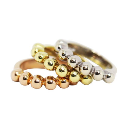 18 Carat White, Yellow and Rose Gold Stackable Bubble Rings - Tobi Gem Setting