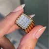 Diamond 18 Carat White and Yellow Gold Tablet Cluster Ring
