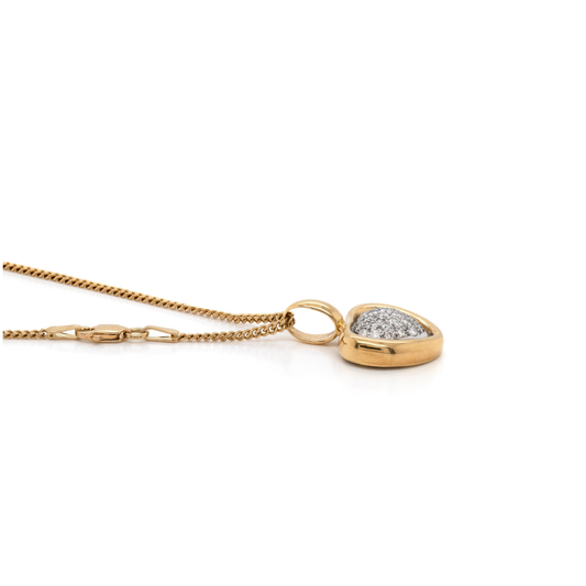 Diamond 18 Carat Yellow and White Gold Heart Pendant and Chain