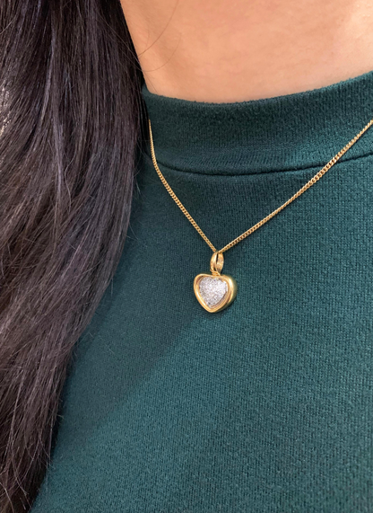 Diamond 18 Carat Yellow and White Gold Heart Pendant and Chain