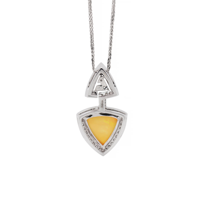 Ethiopian Triangle Cabouchon Opal and Diamond 18 Carat Gold Pendant and Chain