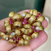 Vintage Ben Rosenfeld Ruby and Diamond 18 Carat Gold Foliate Brooch