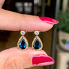 Blue Sapphire and Diamond 18 Carat Yellow Gold Drop Earrings
