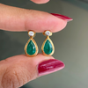 Emerald and Diamond 18 Carat Yellow Gold Drop Earrings