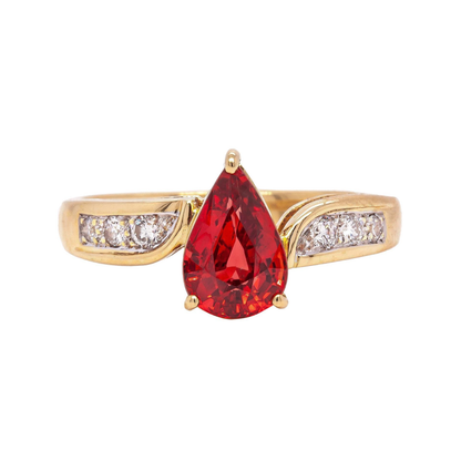 2.62ct Orange Sapphire and Diamond 18 Carat White & Yellow Gold Engagement Ring