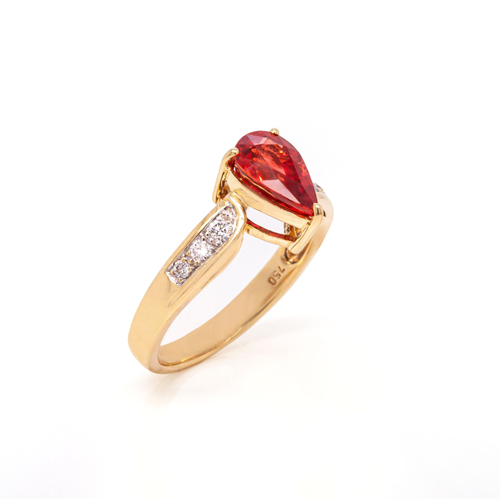 2.62ct Orange Sapphire and Diamond 18 Carat White & Yellow Gold Engagement Ring