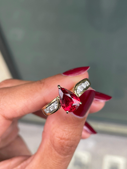 2.62ct Orange Sapphire and Diamond 18 Carat White & Yellow Gold Engagement Ring