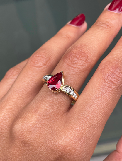 2.62ct Orange Sapphire and Diamond 18 Carat White & Yellow Gold Engagement Ring