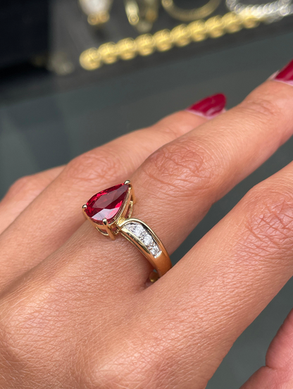 2.62ct Orange Sapphire and Diamond 18 Carat White & Yellow Gold Engagement Ring