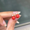 Coral and Diamond 18 Carat Yellow Gold Stud Earrings