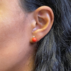 Coral and Diamond 18 Carat Yellow Gold Stud Earrings