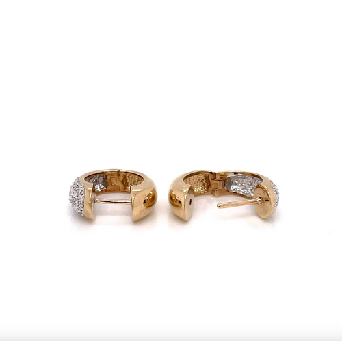 Diamond 9 Carat White and Yellow Gold Small Hoop Earrings