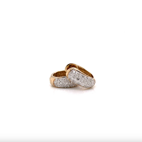 Diamond 9 Carat White and Yellow Gold Small Hoop Earrings