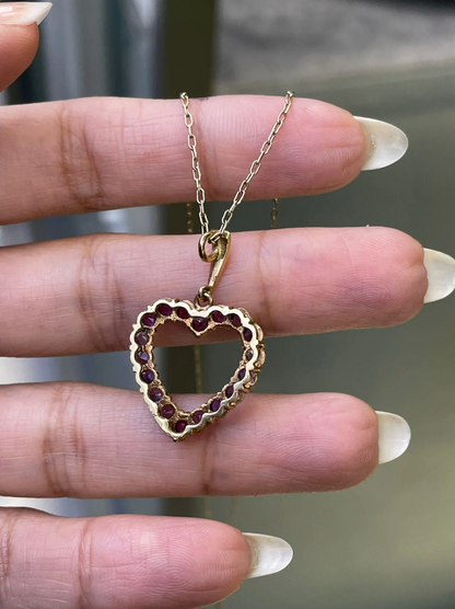 Amethyst 9 Carat Yellow Gold Heart Pendant and Chain