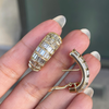 Baguette Cut Diamond 18 Carat Yellow Gold Dome J-Hoop Earrings