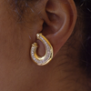 Vintage 1980's 18 Carat Yellow Gold and Diamond Curl Clip-on Earrings