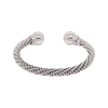 Diamond 18 Carat White Gold FOPE Woven Slip-on Cuff Bracelet