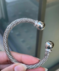 Diamond 18 Carat White Gold FOPE Woven Slip-on Cuff Bracelet