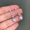 Pearl and Old Cut Diamond Open Work Platinum Drop Earrings