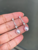 Pearl and Old Cut Diamond Open Work Platinum Drop Earrings