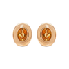 A pair of 18 carat yellow gold large oval stud earrings with a central citrine stone.