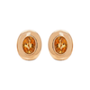 Citrine and 18 Carat Yellow Gold Large Oval Stud Earrings