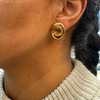 lady wearing Citrine and 18 Carat Yellow Gold Large Oval Stud Earrings