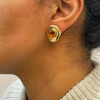 Citrine and 18 Carat Yellow Gold Large Oval Stud Earrings