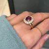 Ruby and Diamond 18 Carat Yellow Gold Cluster Engagement Ring