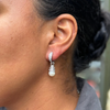 Diamond and Cultured Pearl 18 Carat White Gold Day and Night Dangle Earrings