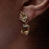 Vintage Amethyst and Citrine 18 Carat Yellow Gold Interchangeable Drop Earrings