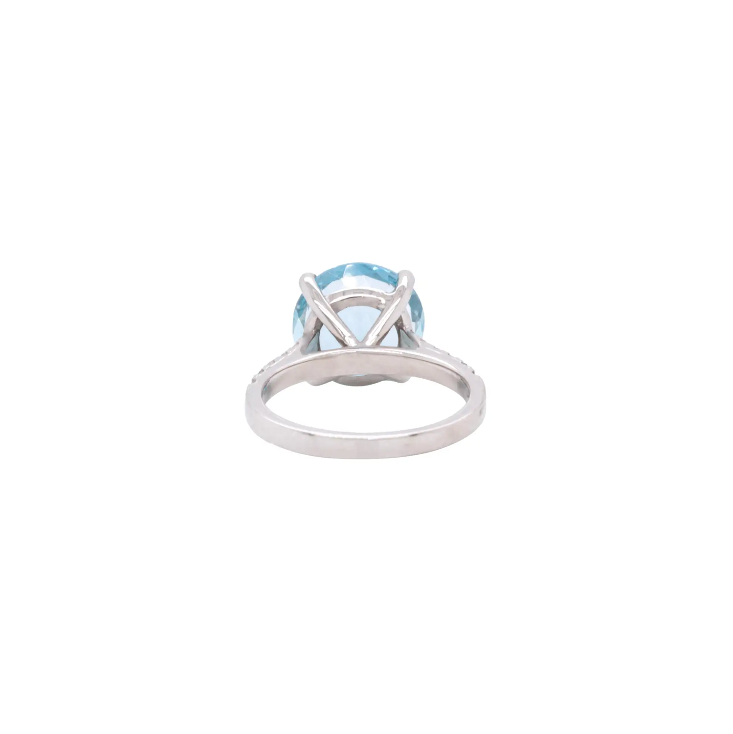 5.14ct Round Aquamarine and Diamond 18 Carat White Gold Engagement Ring